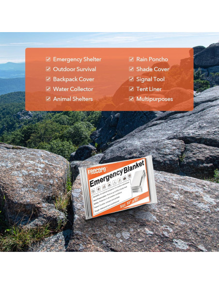 Paquete de 6 mantas de emergencia Frocopo Mylar 139.7x208.3cm Paquete de 6 mantas de emergencia Frocopo Mylar 139.7x208.3cm