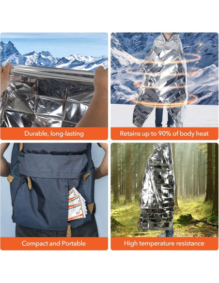 Paquete de 6 mantas de emergencia Frocopo Mylar 139.7x208.3cm Paquete de 6 mantas de emergencia Frocopo Mylar 139.7x208.3cm