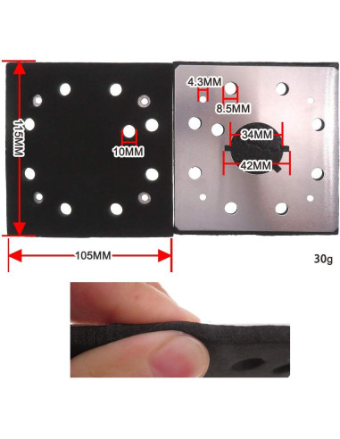 Pad de Lijado Taokyid 1/4 Hoja 8 Agujeros Compatible