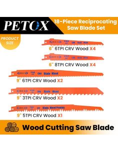 Juego de 18 Hojas de Sierra Recíproca PETOX para Metal y Madera 2