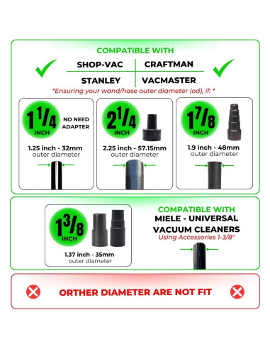 Kit de Adaptadores de Aspiradora VACEXT para Shark y Shop Vac