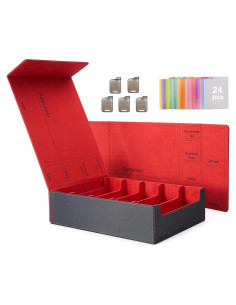 Caja de Almacenamiento de Cartas Venssu 5 Filas 3800+ Negro/Rojo