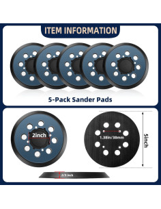 Paquete de 5 Almohadillas Lijado Dewalt 12,7 cm 8 Agujeros 2
