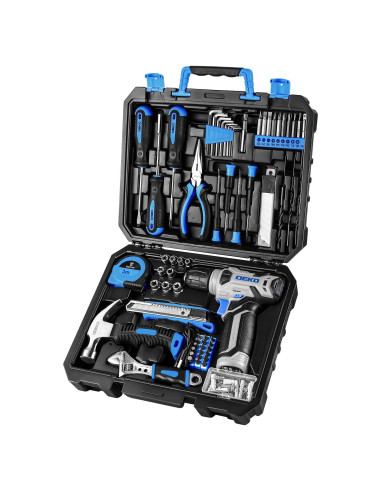 DEKOPRO Taladro Inalámbrico 8V Azul + Kit 126 Piezas