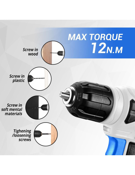 DEKOPRO Taladro Inalámbrico 8V Azul + Kit 126 Piezas