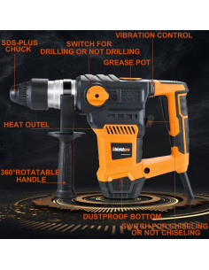 Taladro de Martillo SHIELDPRO 1500W 3 Funciones 7.53kg 2