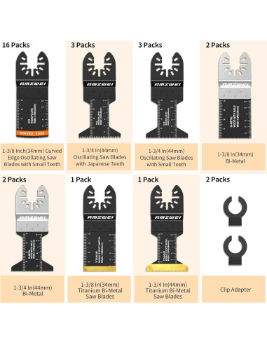 30 Cuchillas Multiherramienta AMZWEI Titanio Universal