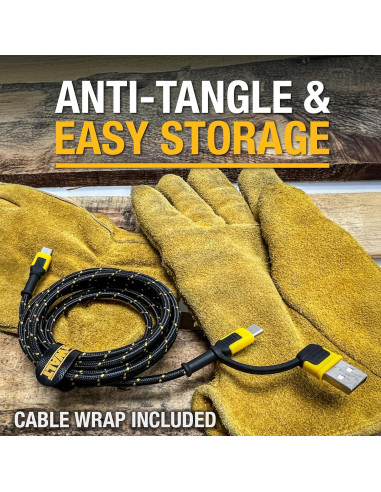 Cable de Carga 2en1 DEWALT USB-C 1.83m Carga Rápida 60W