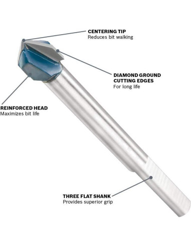 Broca BOSCH GT300 0.64 cm Carburo para Vidrio y Azulejos