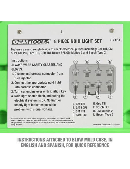 Juego de Luces Noid OEMTOOLS 37161 - 8 Piezas para Diagnóstico de Inyectores