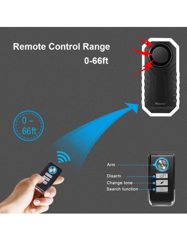 Alarma Inalámbrica para Bicicleta Wsdcam 113dB con Control Remoto