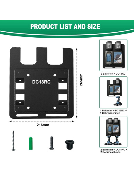 Soporte de Pared Riuog para Baterías y Cargador Makita Soporte de Pared Riuog para Baterías y Cargador Makita
