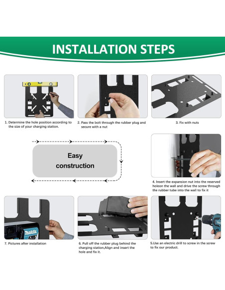 Soporte de Pared Riuog para Baterías y Cargador Makita Soporte de Pared Riuog para Baterías y Cargador Makita