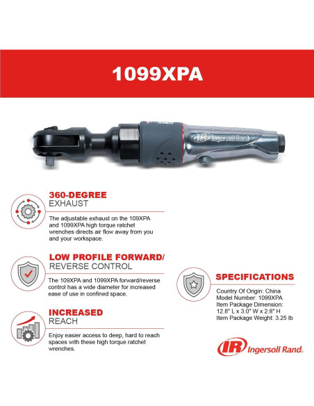 Llave de Carraca Neumática Ingersoll Rand 1099XPA 1/2" 102 Nm