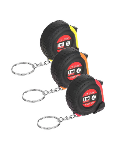 3 Pcs Cinta Métrica Retráctil Trinkrittey 1m Llavero