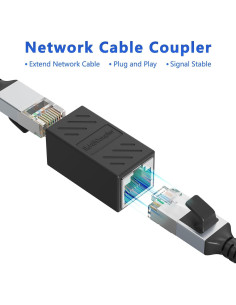 Acoplador Ethernet Jadaol RJ45 Hembra a Hembra 1000Mbps Negro 2