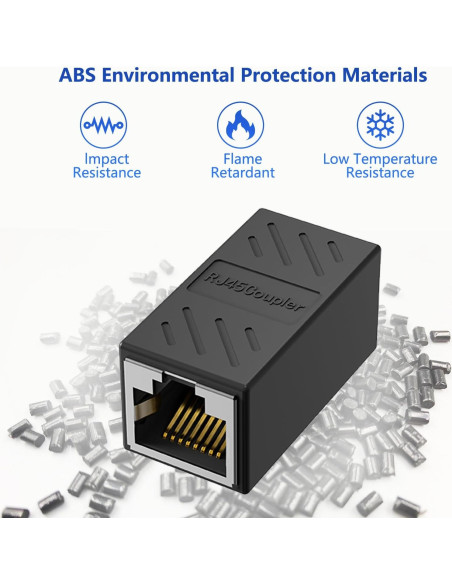 Acoplador Ethernet Jadaol RJ45 Hembra a Hembra 1000Mbps Negro