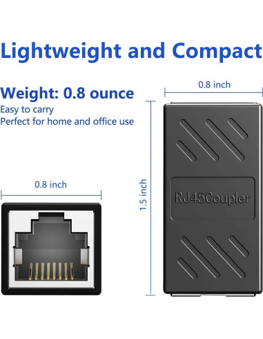 Acoplador Ethernet Jadaol RJ45 Hembra a Hembra 1000Mbps Negro