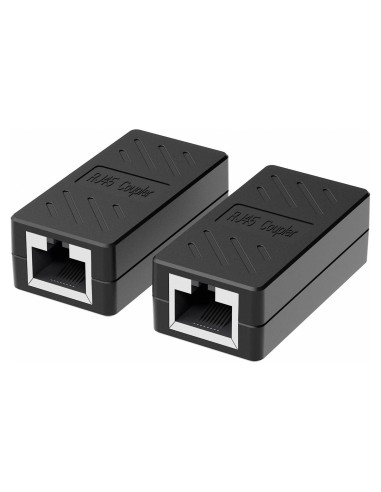 Acoplador RJ45 Dingsun Hembra a Hembra Cat7/Cat6/Cat5e 2Pack Negro