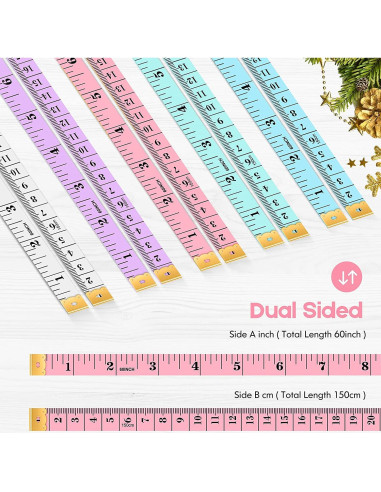 Cinta Métrica iBayam 150 cm Doble Cara 2 Paquete Blanco Azul