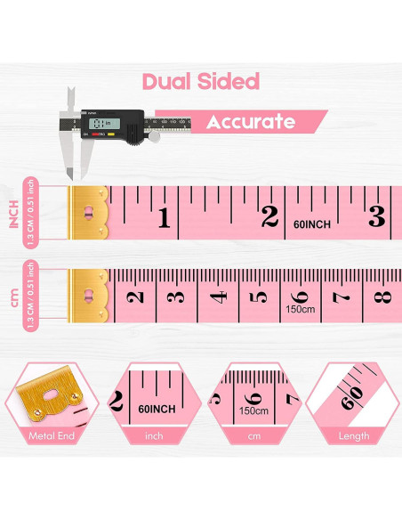 Cinta Métrica iBayam 150 cm Doble Cara 2 Paquete Blanco Azul