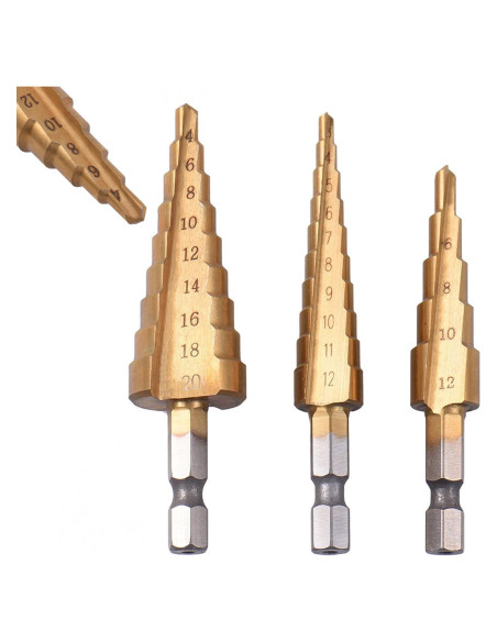 Juego de Brocas Escalonadas Rongon HSS Titanio 3-20mm