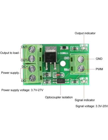 Controlador MOS FET Garosa YYNMOS-1 PWM 3-20V 10A