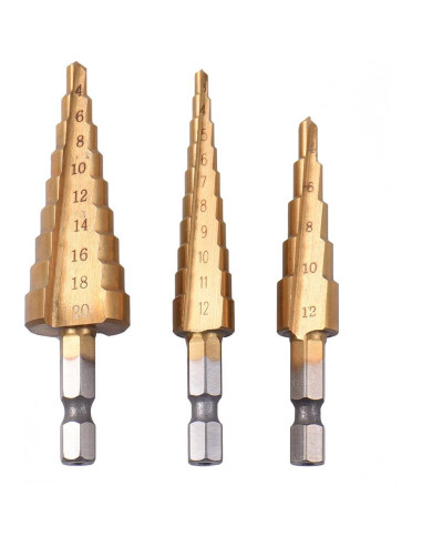 Juego de Brocas Escalonadas Rongon HSS Titanio 3-20mm