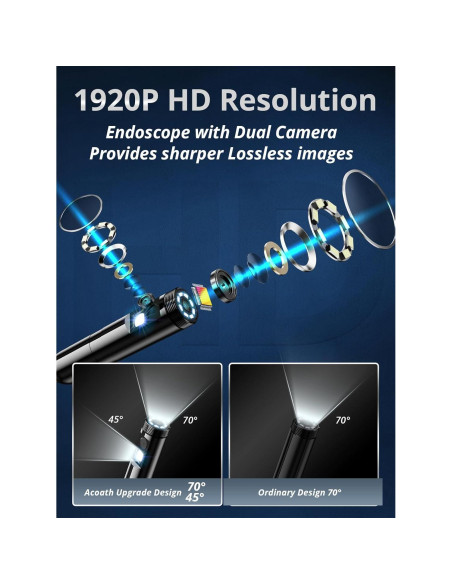 Cámara Endoscópica Acoath 1920P HD 5m Doble Lente IP67
