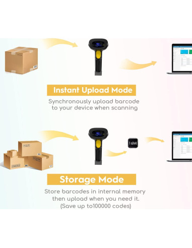 Escáner de Código de Barras Inalámbrico NADAMOO Bur3003 100m