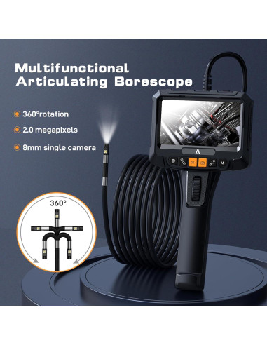 Borescopio Articulado Acekool 1280P 1.68m con Luz LED