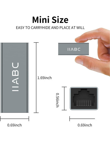 Acoplador Ethernet RJ45 IIABC Femenino a Femenino Cat7/6/5e/5 - Paquete de 3