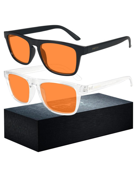 Gafas de luz azul HMITY para hombres y mujeres, lentes ámbar