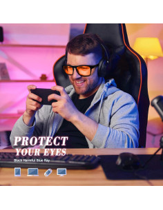 Gafas de luz azul HMITY para hombres y mujeres, lentes ámbar 2