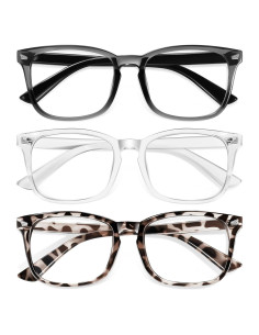 Gafas Anti Luz Azul Okany para Niños 3 Paquetes Gris+Transp+Leopardo