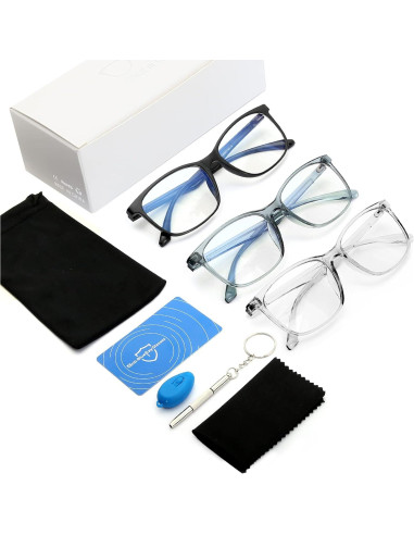 Gafas bloqueadoras de luz azul unisex - Paquete de 3 modelos
