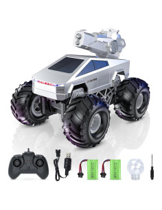 Camión RC Anfibio Cybertruck 4WD Plata-1 con Agua
