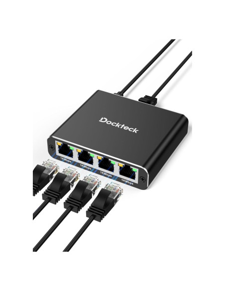 Divisor Ethernet 1 a 4 Dockteck 1000Mbps RJ45 Aluminio