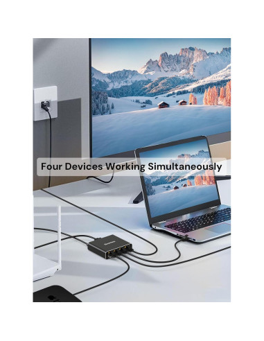 Divisor Ethernet 1 a 4 Dockteck 1000Mbps RJ45 Aluminio