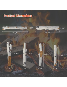 Troncos de Cerámica Blanca para Chimenea FlameDuty 6 Piezas 2