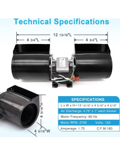Kit de Ventilador GFK-160A Hipoilk para Chimenea 160 CFM 2