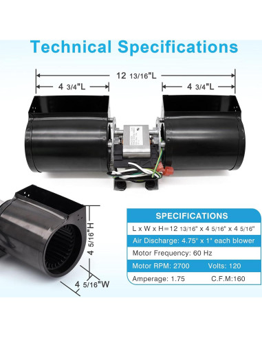 Kit de Ventilador GFK-160A Hipoilk para Chimenea 160 CFM