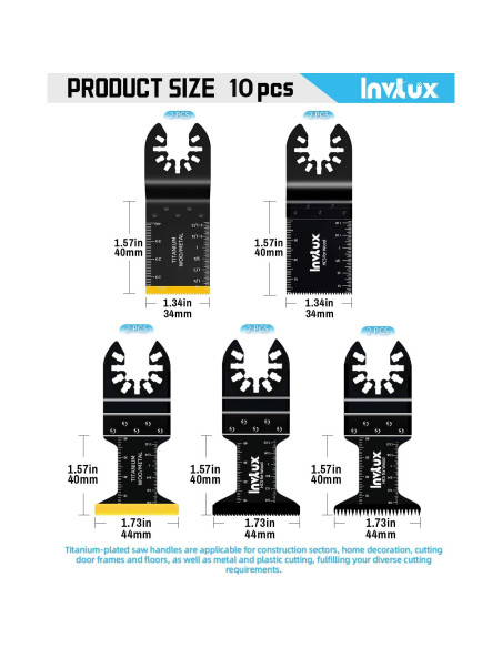 Kit de 10 Cuchillas de Sierra Oscilante Invtux para Madera y Metal