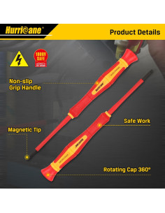 Juego de 6 Destornilladores Aislados HURRICANE 1000V Precisión 2
