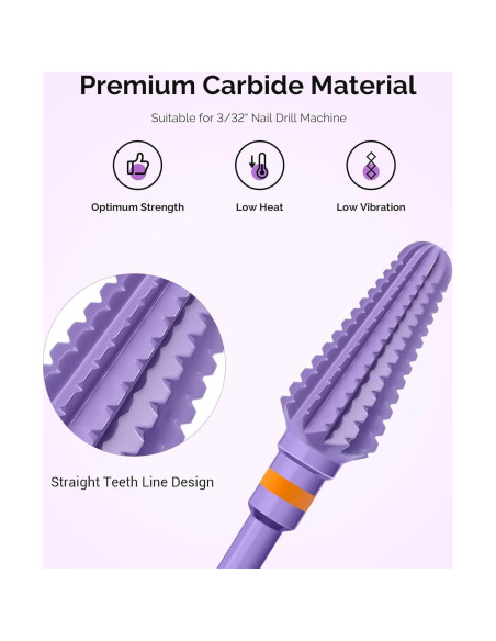 Brocas de Taladro de Uñas MelodySusie 3/32'' Carburo Púrpura
