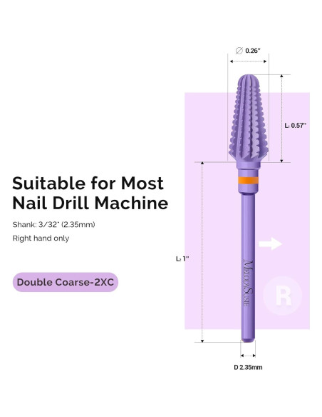 Brocas de Taladro de Uñas MelodySusie 3/32'' Carburo Púrpura