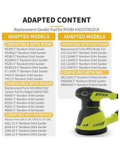 Almohadilla de Lijado 5" Gancho y Bucle Metal Ryobi 8 Agujeros 2