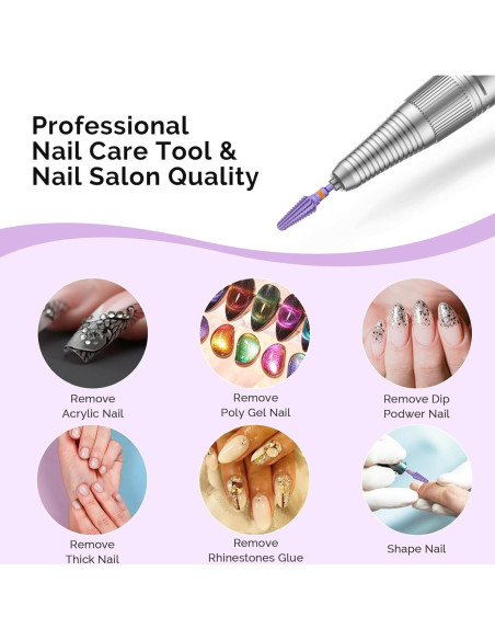 Brocas de Taladro de Uñas MelodySusie 3/32'' Carburo Púrpura