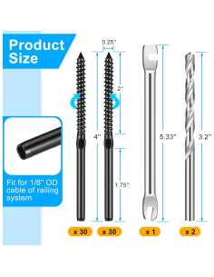 Kit de Tornillos de Swage de Acero Inoxidable Tandefio 60 Pzas 2