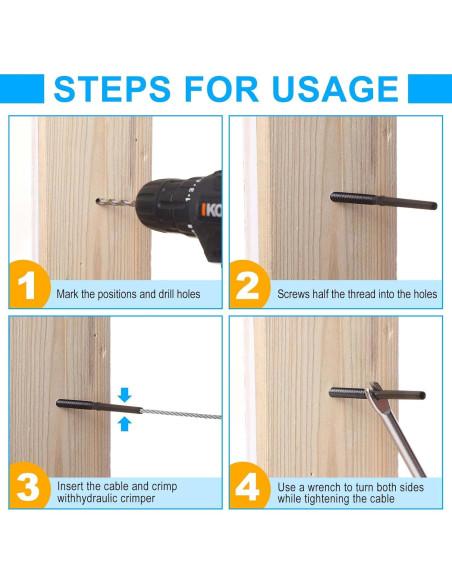Kit de Tornillos de Swage de Acero Inoxidable Tandefio 60 Pzas